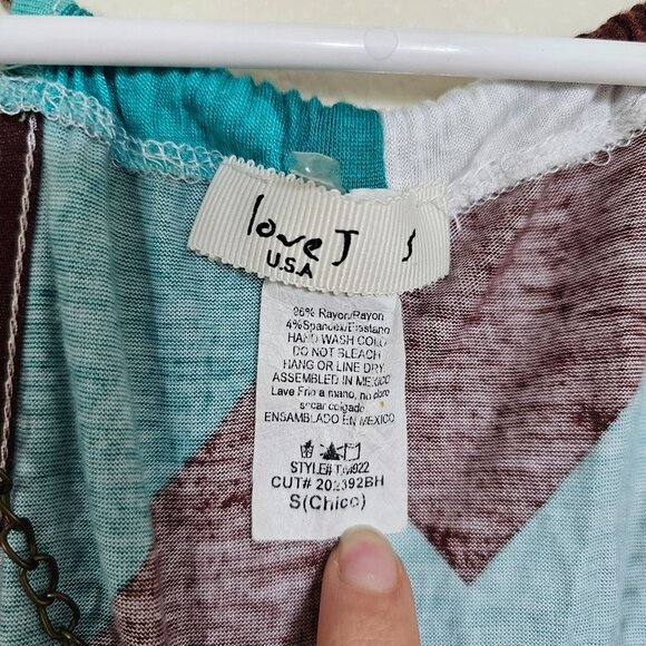 Love J Retro Colored Chevron Racerback Tank Top with Necklace - Women's S - Boho - Picture 3 of 6